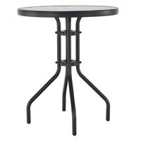 Étkezőasztal, fekete acél/edzett üveg, átmérő 60 cm, BORGEN TYP 1